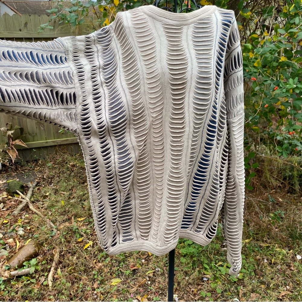 Coogi Style Vintage Ribbed Designer Sweater Men’s Size Large Nuetral Colors - Picture 8 of 14